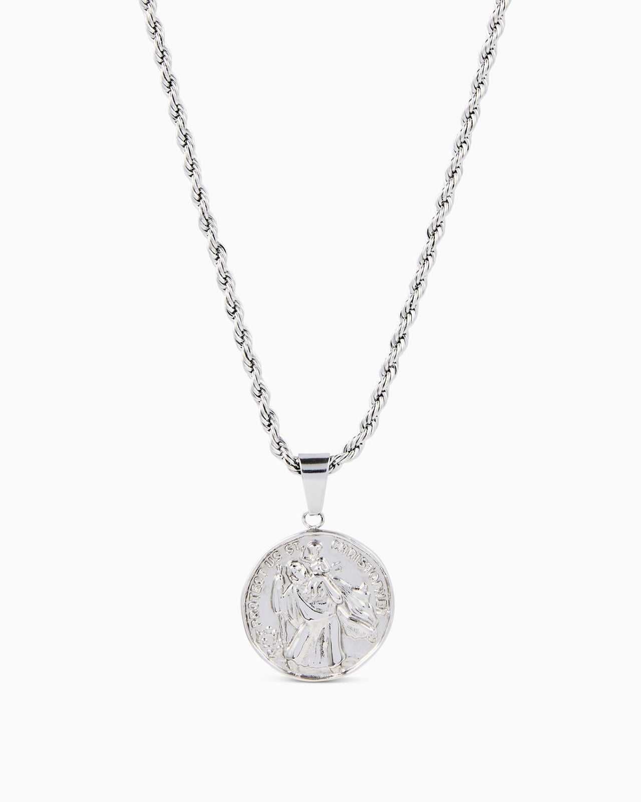St Chris Pendant & Chain (Silver)