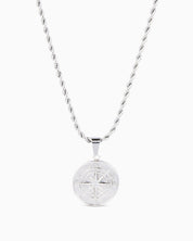 Compass Pendant & Rope (Silver)