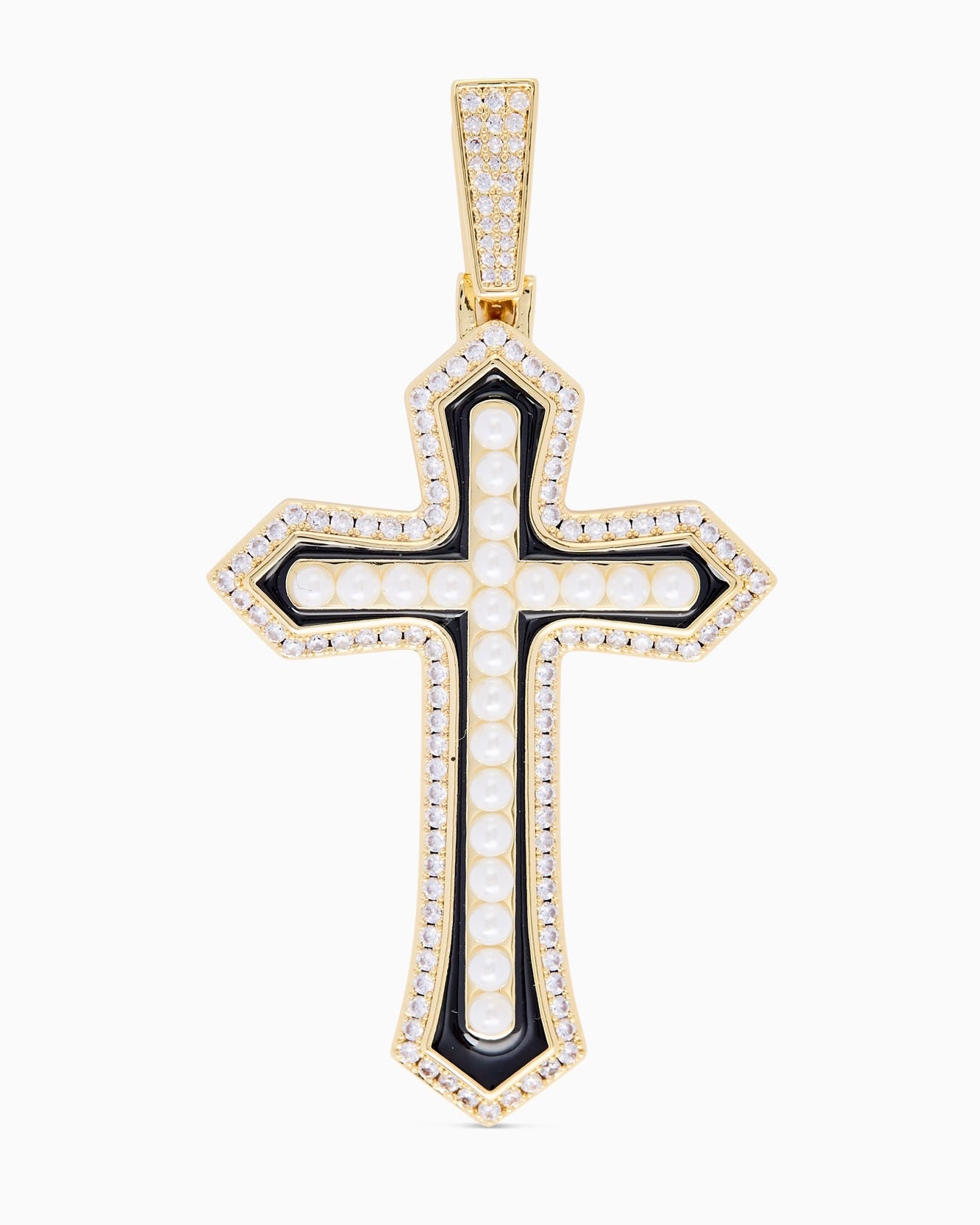 Pearl Cross Pendant (Gold)