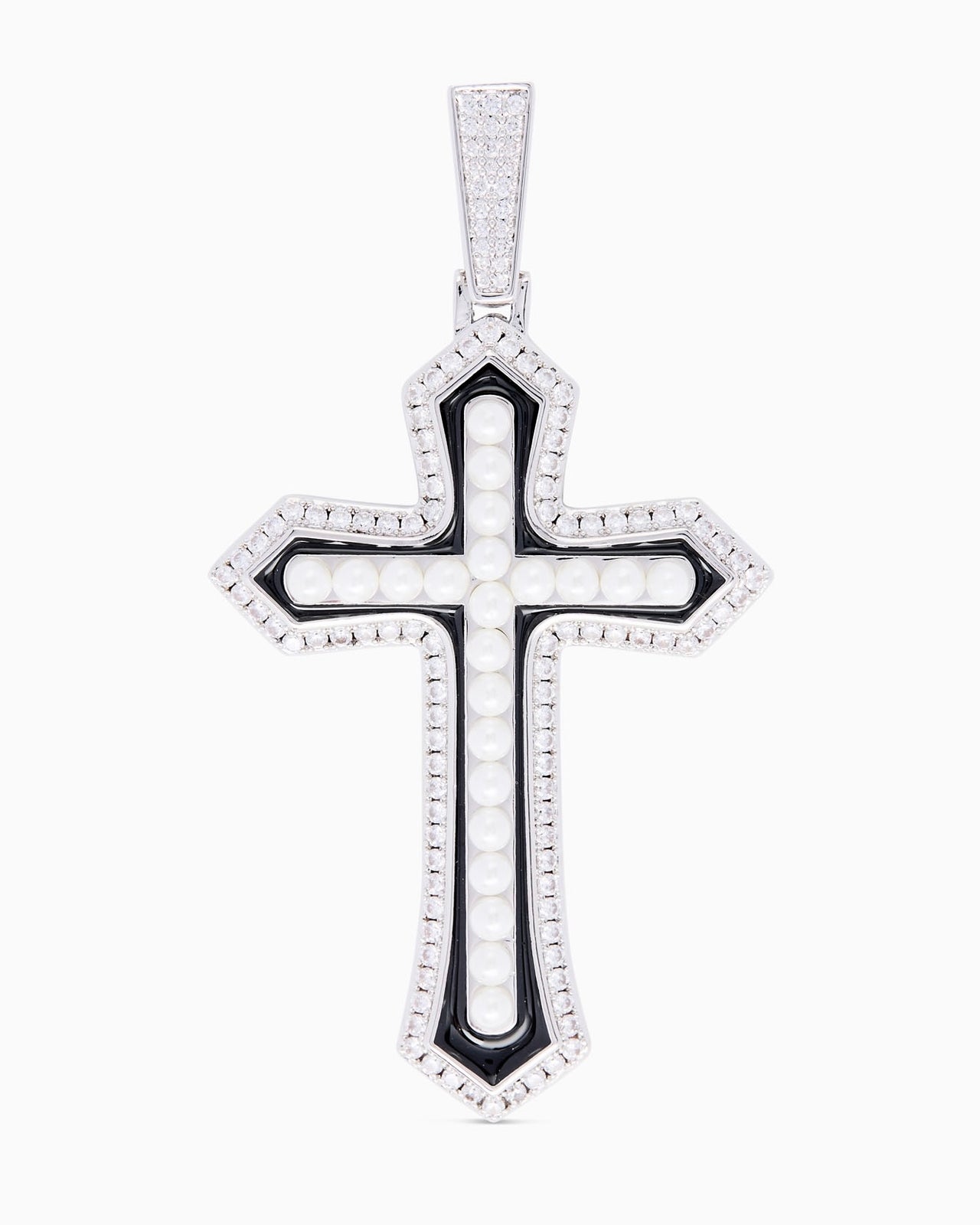 Pearl Cross Pendant (Silver)