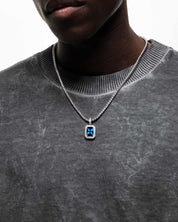 Sapphire Pendant (Silver) Iced