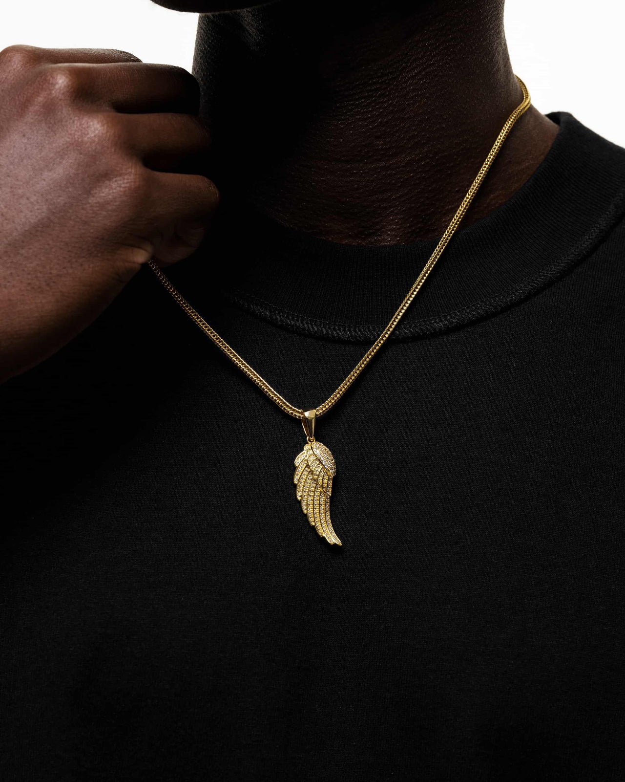 Wing Pendant (Gold) Iced