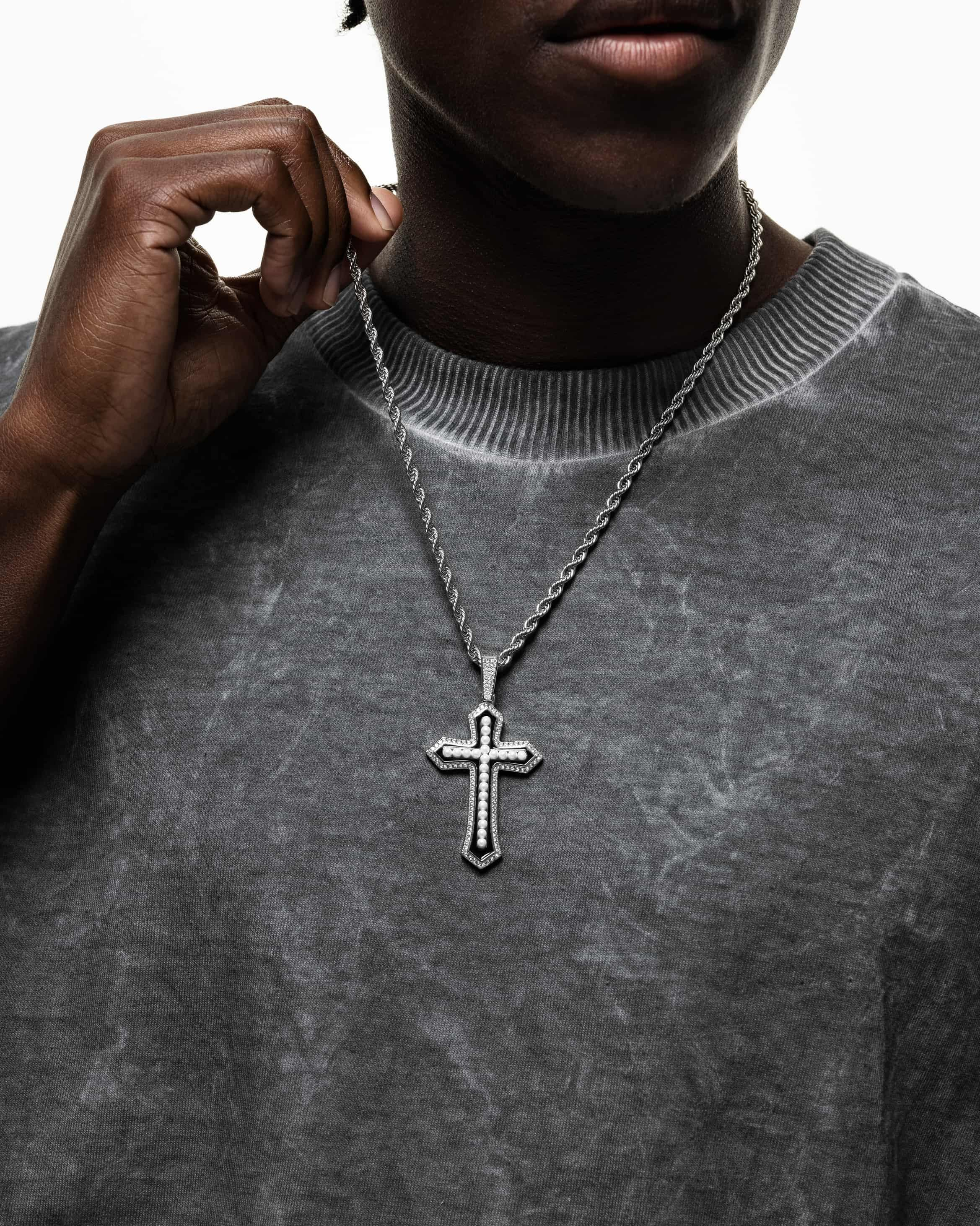 Pearl Cross Pendant (Silver)