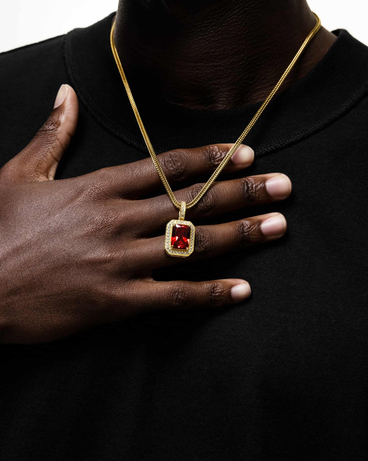 Ruby Pendant (Gold) Iced