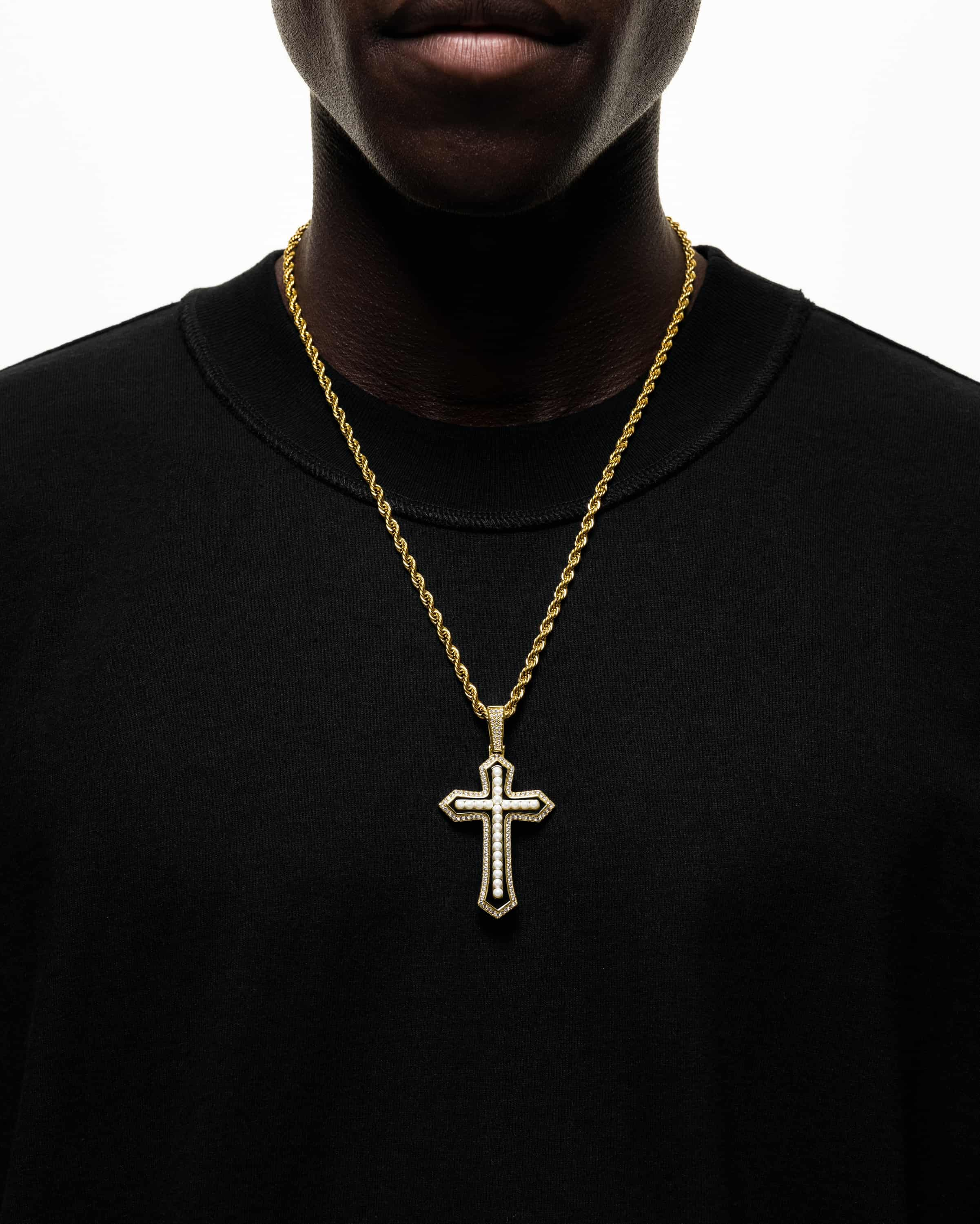 Pearl Cross Pendant (Gold)