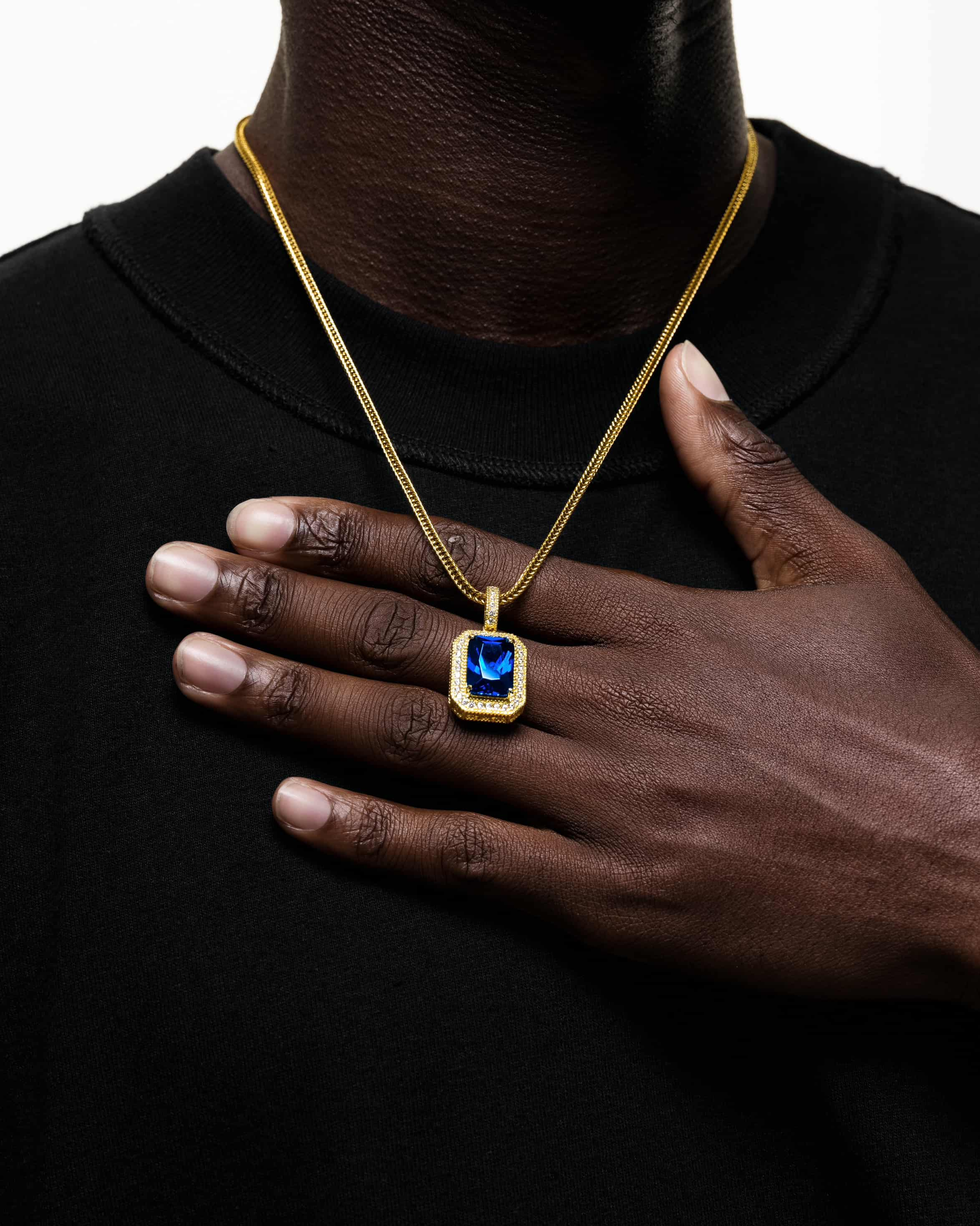 Sapphire Pendant (Gold) Iced