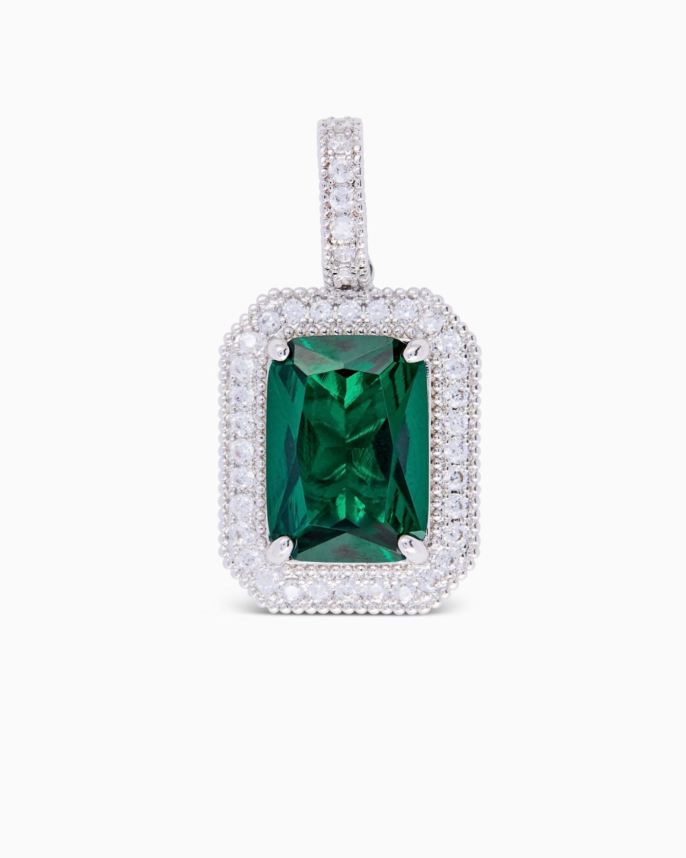 Emerald Pendant (Silver) Iced