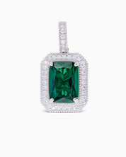 Emerald Pendant (Silver) Iced